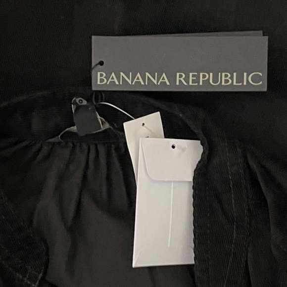 Banana Republic Factory Black Corduroy V Neck Long Sleeve Peplum Top NWT - Picture 7 of 9